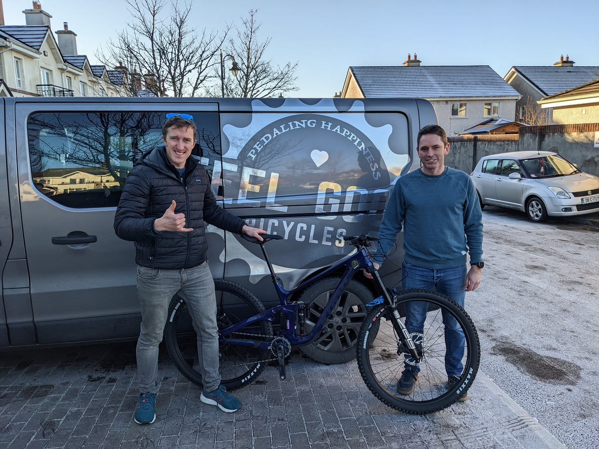 Handover of bike to first competition winner